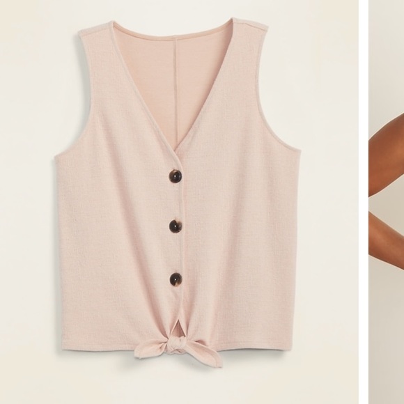 Cropped Tie-Hem Textured-Knit Sleeveless Top - Picture 1 of 3